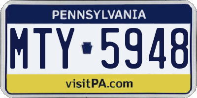 PA license plate MTY5948