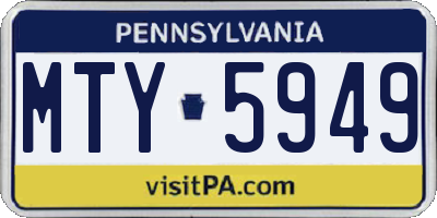 PA license plate MTY5949