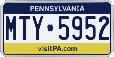 PA license plate MTY5952