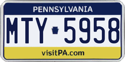 PA license plate MTY5958