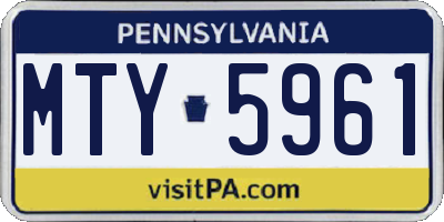 PA license plate MTY5961