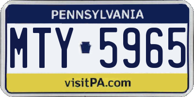 PA license plate MTY5965