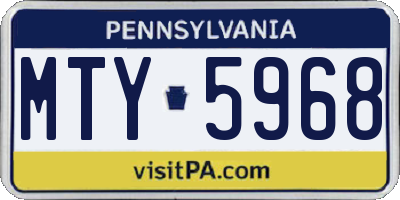 PA license plate MTY5968