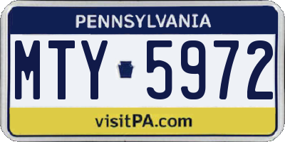 PA license plate MTY5972