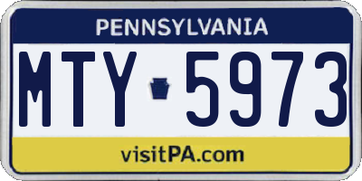 PA license plate MTY5973