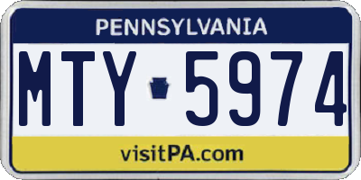 PA license plate MTY5974