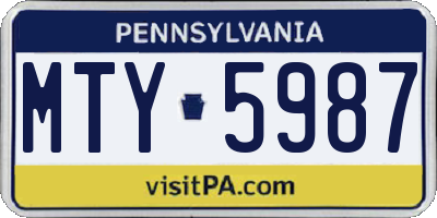 PA license plate MTY5987