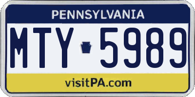 PA license plate MTY5989