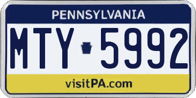 PA license plate MTY5992
