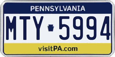 PA license plate MTY5994
