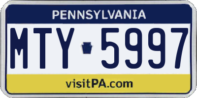 PA license plate MTY5997