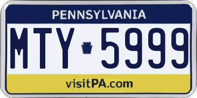 PA license plate MTY5999