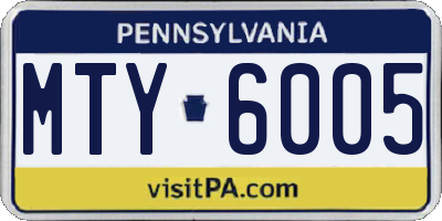 PA license plate MTY6005