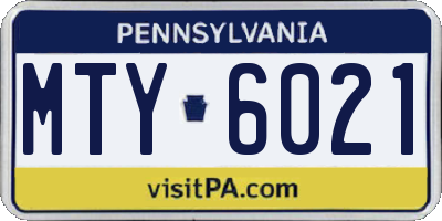 PA license plate MTY6021
