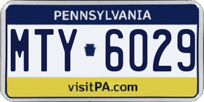 PA license plate MTY6029