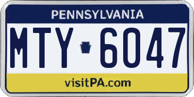 PA license plate MTY6047