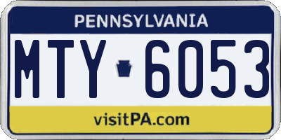 PA license plate MTY6053