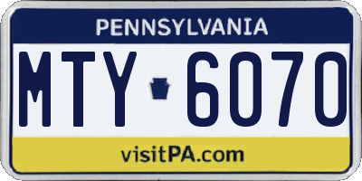 PA license plate MTY6070