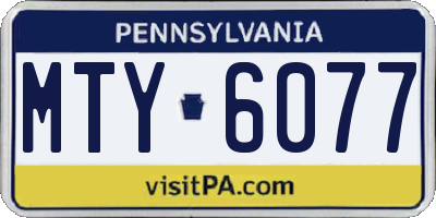 PA license plate MTY6077