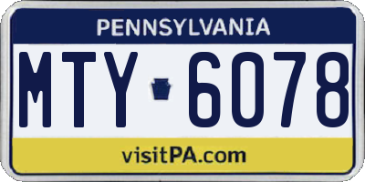 PA license plate MTY6078