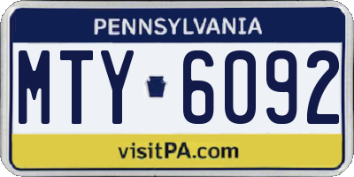 PA license plate MTY6092
