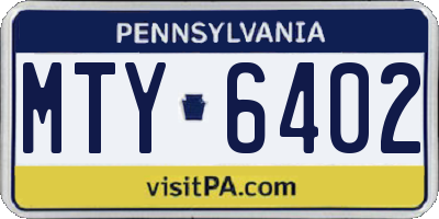 PA license plate MTY6402