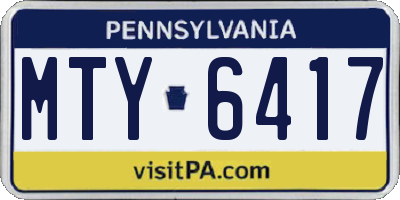 PA license plate MTY6417
