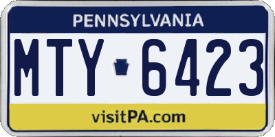 PA license plate MTY6423