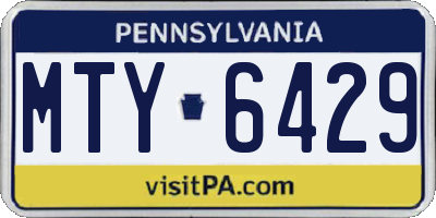 PA license plate MTY6429