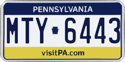 PA license plate MTY6443