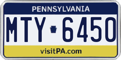 PA license plate MTY6450
