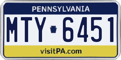 PA license plate MTY6451