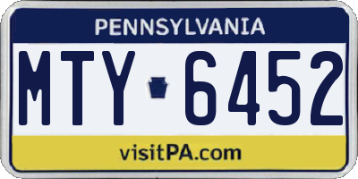 PA license plate MTY6452