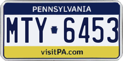 PA license plate MTY6453