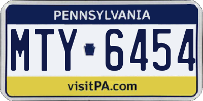 PA license plate MTY6454