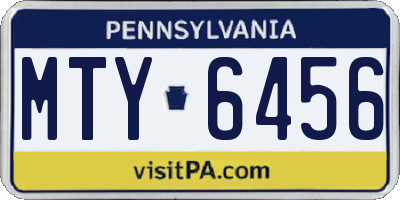 PA license plate MTY6456
