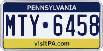 PA license plate MTY6458