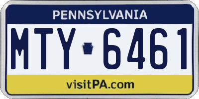 PA license plate MTY6461