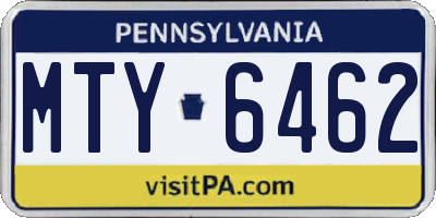 PA license plate MTY6462