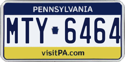 PA license plate MTY6464
