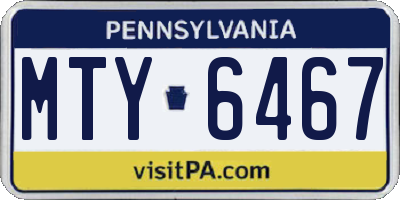 PA license plate MTY6467