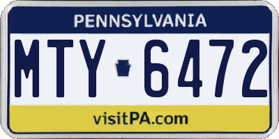 PA license plate MTY6472