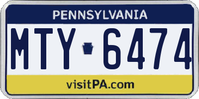 PA license plate MTY6474