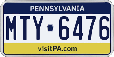 PA license plate MTY6476