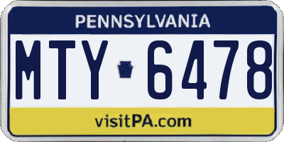 PA license plate MTY6478