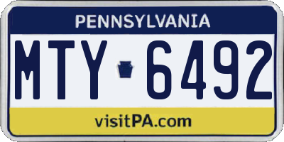 PA license plate MTY6492