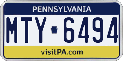 PA license plate MTY6494