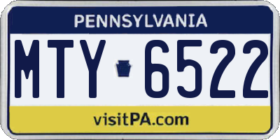 PA license plate MTY6522