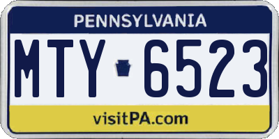 PA license plate MTY6523