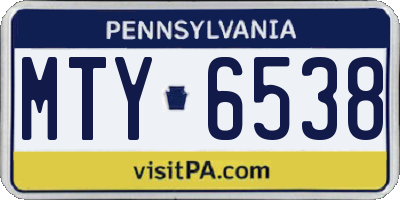 PA license plate MTY6538